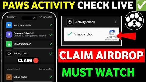 Paws Activity Checker Live | Complete Task and claim airdrop