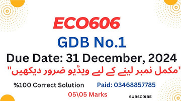 ECO606 GDB No.1 Solution fall 2024|Eco606 Gdb no.1|eco606💯✅