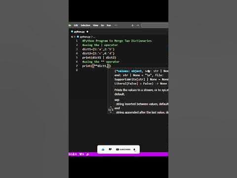 Python program to merge two dictionaries #python #shorts - YouTube