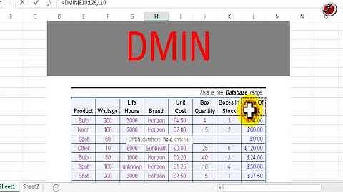 How to use DMIN formula in EXcel how find minimum values from entire Database part 6