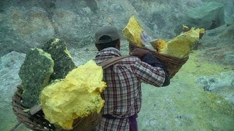 Mining for sulfer inside a volcano