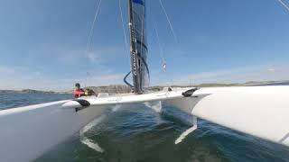 A Cat foiling Upwind