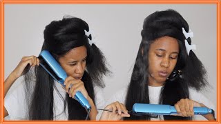 STRAIGHTENING MY NATURAL HAIR FOR THE FIRST TIME IN 2 YEARS