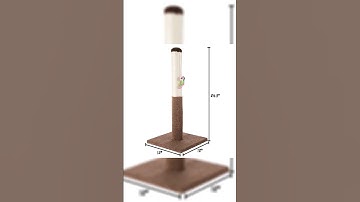 Cat Scratching Post with Carpeted Base – 24 5 Inch Sisal Fabric Scratcher with Hanging Mouse Toy for