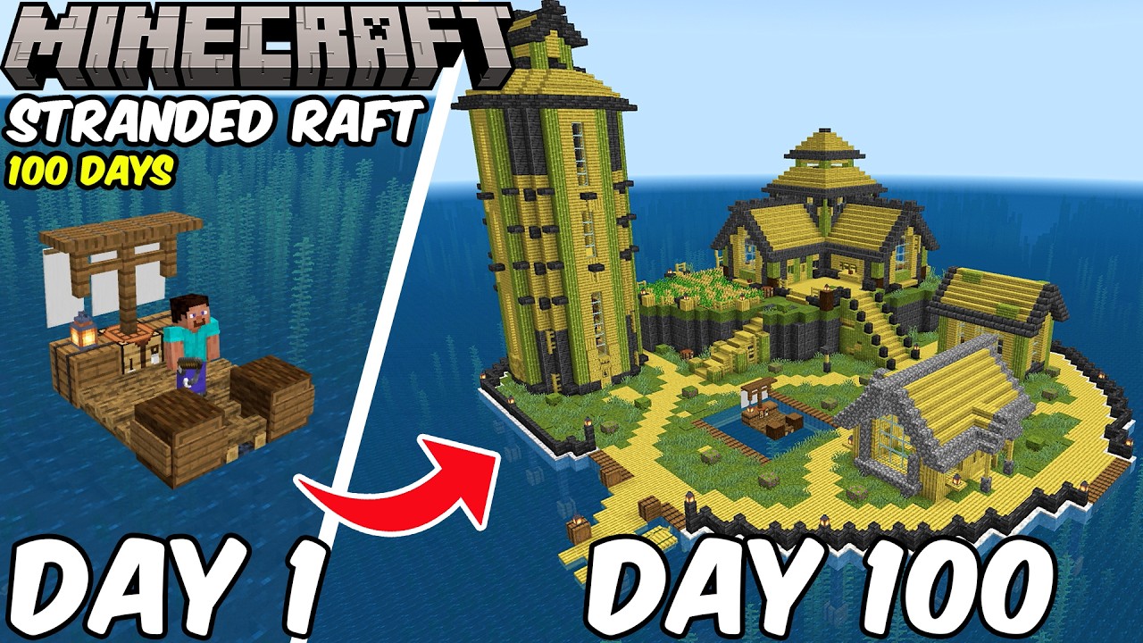 100 Days Stranded on a Raft in Minecraft Bedrock Edition