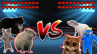 Capybara team vs Puss in Boots team! Meme battle