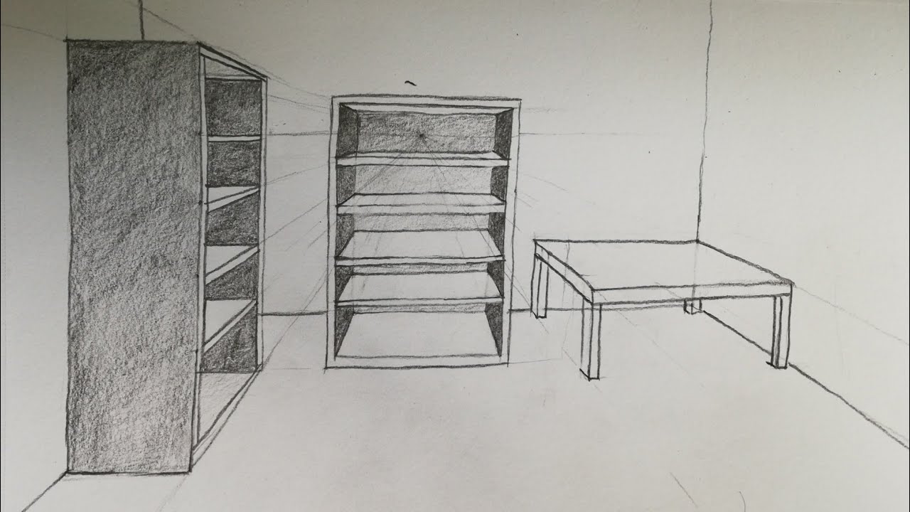 Kitaplık çizimi 2/perspektif/Drawing bookshelf - YouTube