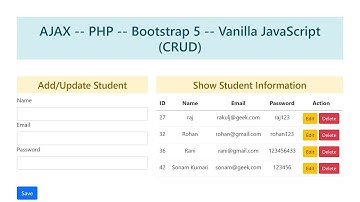 CRUD using Ajax JavaScript and PHP (Hindi)