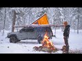 SOLO Camping During A MONTANA Snow Storm W Dog ASMR 