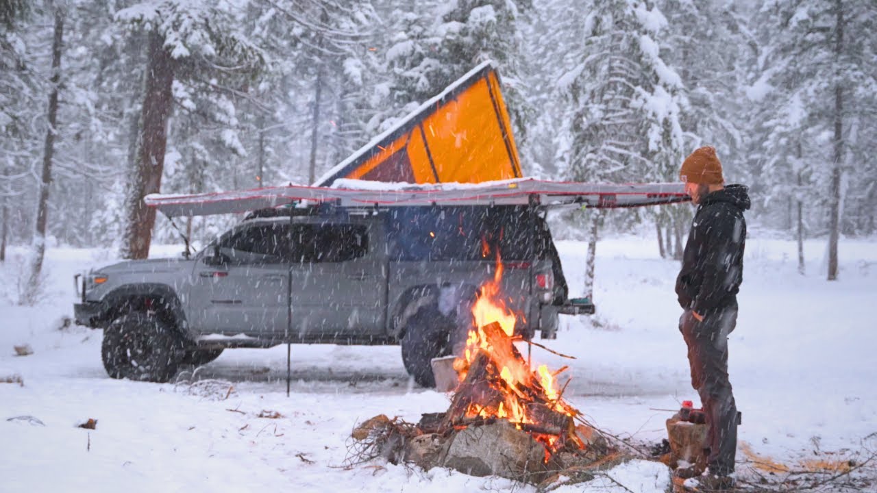 SOLO Camping During a MONTANA Snow Storm w/ Dog (ASMR) - YouTube