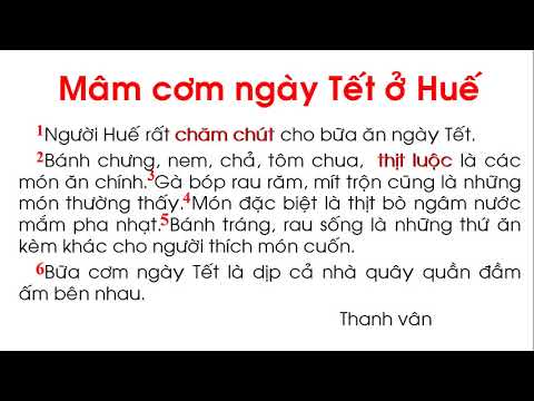 Tập đọc Mâm cơm ngày tết ở Huế tiết 1