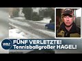 BADEN-WÜRTTEMBERG: Tennisballgroßer Hagel - Fünf Verletzte nach heftigem Unwetter bei Reutlingen