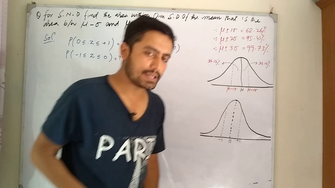 For the Standard normal distribution find the area within one standard ...