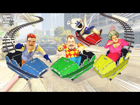 KORKU TRENİ İLE ÇARPIŞAN ARABA OLDUK 😱 GTA 5  Hello Neighbor - Scary Teacher Dark Riddle