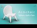 Armchair Design in Rhino 3D - Sphere + Split + Pipe