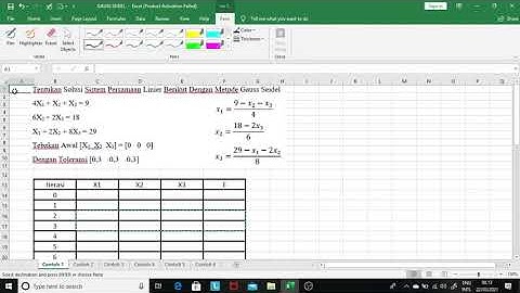 SPL Gauss Seidel Dengan Excel