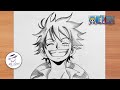 How to draw monkey d luffy easy  one piece drawing step by step  anime drawing for beginners