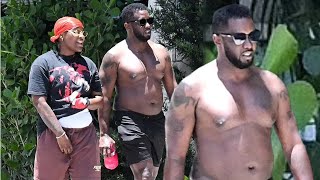 Diddy's Shirtless Sunshine Stroll Unveiling His Fit Physique and Enjoying Time with a Friend