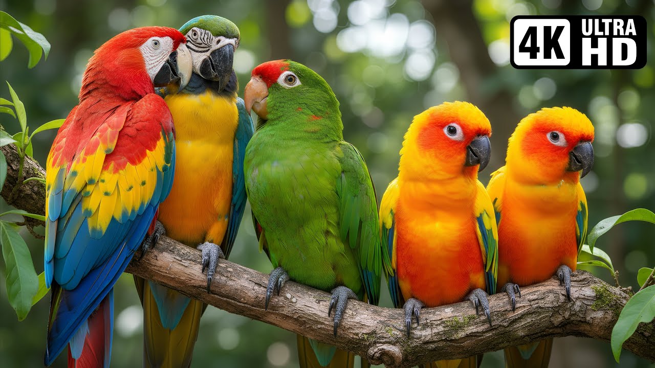 Most Beautiful Amazon Parrots in 4K | Relaxing Bird Sounds for Stress Relief, Sleep & Healing | Calm