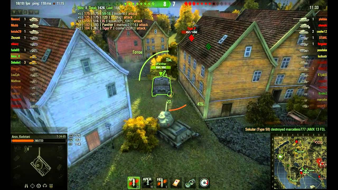 wot replay WoT 0.8.8 - T-34-85 - Fjords - Sniper by Anzu_Kadotani