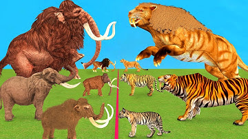 Prehistoric Elephant Mammoth VS Big Cats Animal Size Animal Revolt Battle Simulator Kingdom Revolt
