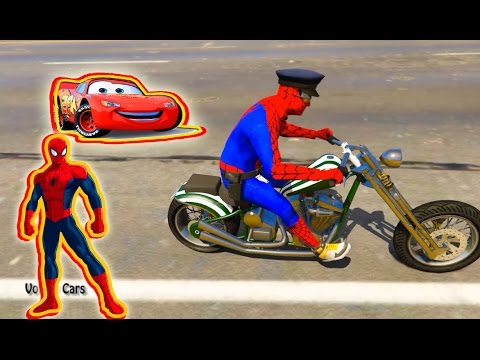 cars for children spiderman cool Motocross transportation on road kids song  with action rhymes - YouTube