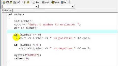 C++ Program for Positive or Negative Number (using if statements)
