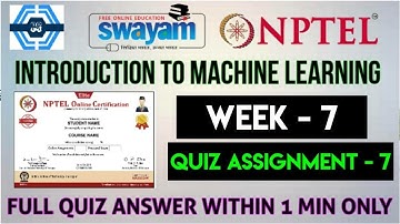 Introduction to Machine Learning (Tamil) Week 7 Quiz Assignment Solution | NPTEL 2024