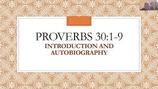 Proverbs 30 Sayings of Agur