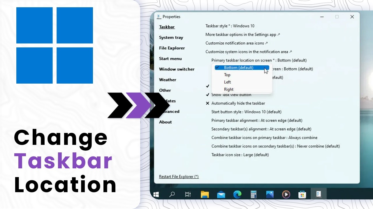 Windows Move Taskbar To Side How to Move the Taskbar to the Side or Top on Windows 11 - YouTube
