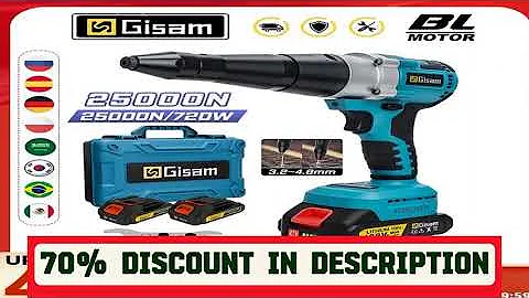 A must-have product! Gisam 25000N Brushless Electric Rivet Gun Cordless Rivet Nut Gun Drill Insert