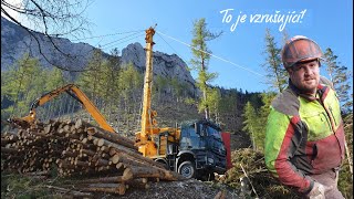 Dřevorubectví v horském lese - Horský Harvestor TST 600 3,5t & TIMBERNATOR