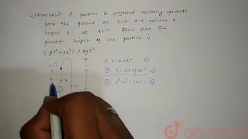 A particle is projected vertically upward from the ground at time `t = 0` and reaches a height `h`