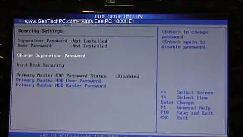 Asus EeePC 1000HE BIOS (720p HD)
