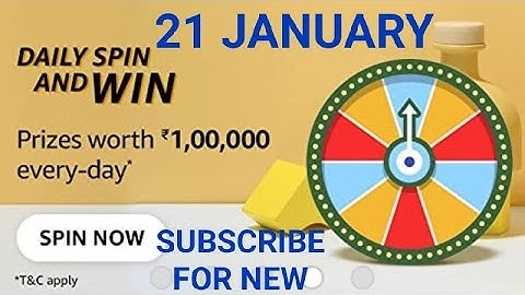 Amazon Daily Spin and Win quiz Answers, Win 100000 worth prizes, win Amazon pay, Quiz on January 21