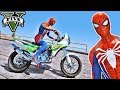 MOTOS com Homem Aranha e Heróis! Desafio PEDs vs Heróis com Motos na Rampa - GTA V Mods - IR GAMES