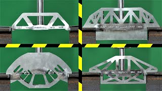 Which is the Strongest Steel Bridge Design?  Hydraulic Press Test!