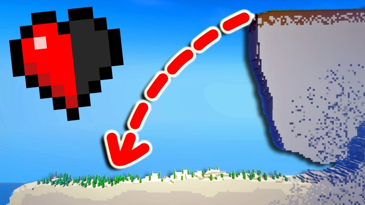 SURVIVRE à cette CHUTE avec 1 DEMI COEUR ! - Minecraft challenge - YouTube