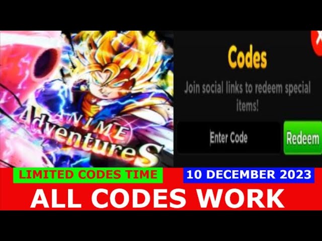 Anime Adventures codes for December 2023