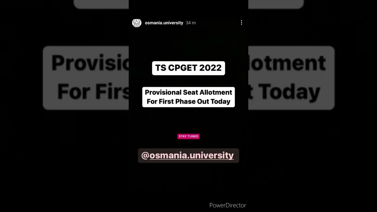 update about provisional seat allotment for cpget 2022 |cpget updates@Ou @campus @Osmania University