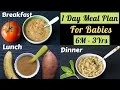 1 Day Meal Plan for 6M-3Yr Babies | 3 Healthy Homemade Baby Food Recipes | Breakfast, Lunch, Dinner