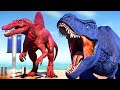 Legendary Battle TRex vs Carnotaurus vs Spinosaurus vs IRex Jurassic World Evolution Isla Pena Fight