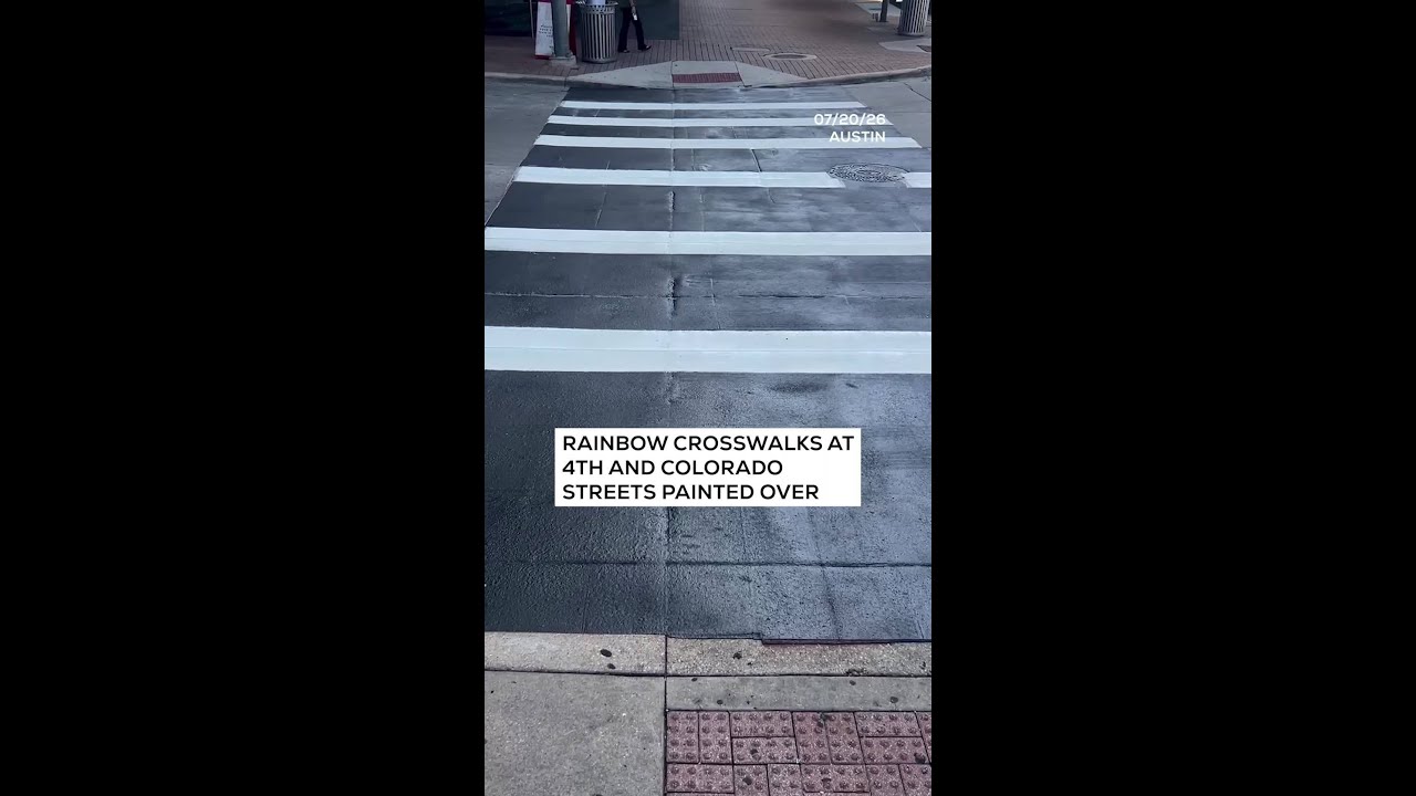 Rainbow crosswalks at 4th and Colorado Streets painted over