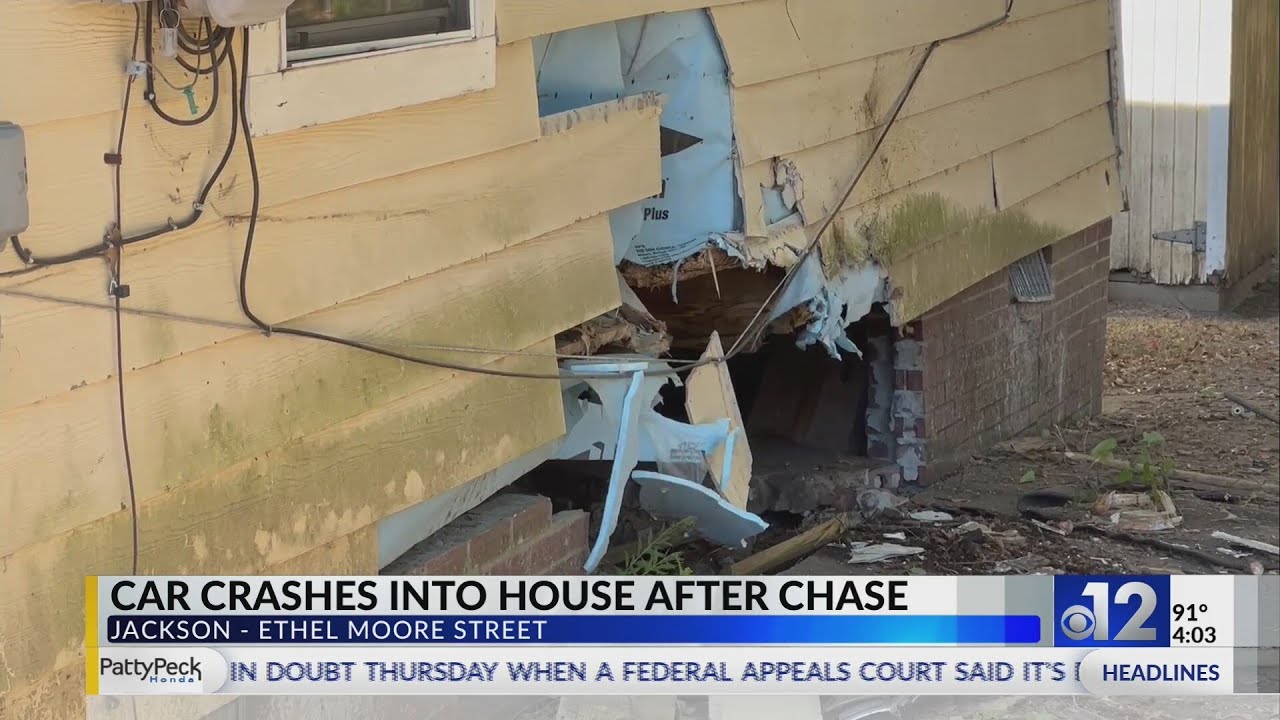 Two arrested after car crashes into Jackson home during chase YouTube