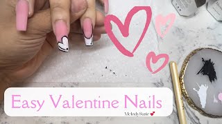 EASY VALENTINE DAY NAILS | BEGINNER FRIENDLY DESIGNS | MELODYSUSIE NAIL POLISH 💅🏽 |