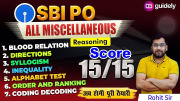 SBI PO Pre 2021 All Reasoning Miscellaneous  || With Timer Rohit Sir #guidely