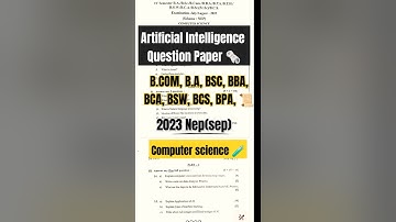 ARTIFICIAL INTELLIGENCE QUESTION PAPER 🗞️ NEP.SEP 30MARKS QP #artificialintelligence #degree #qution