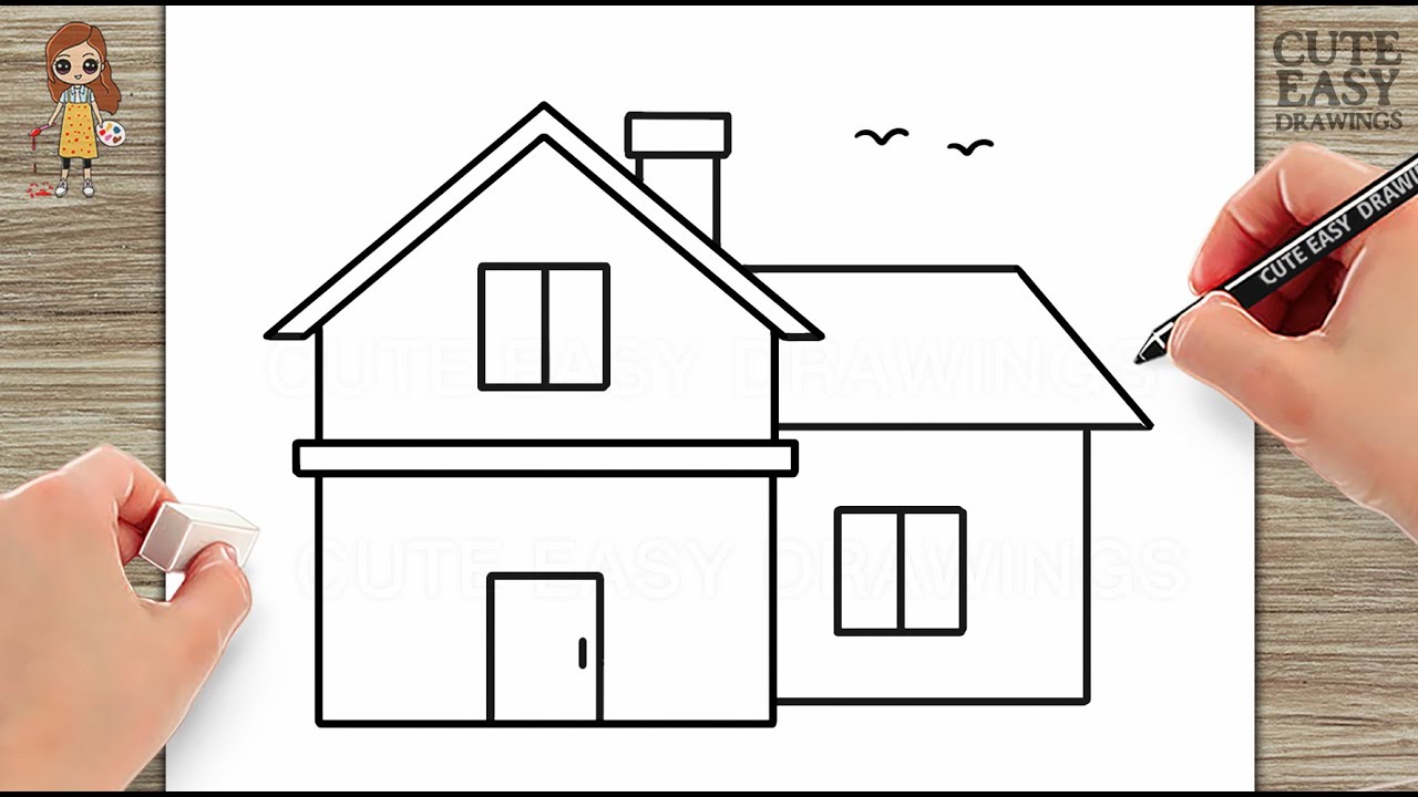 How to Draw a House Easy Step by Step - YouTube