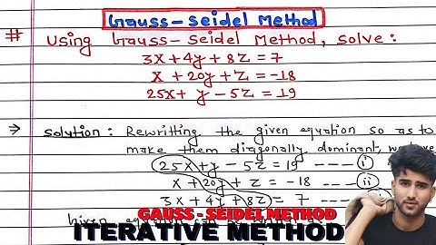 Gauss seidel method || Gauss seidel method in hindi || Iteration method ||Numerical Method || Arya