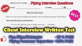 Client Interview Written Test / Piping Important Questions/ Piping Interview